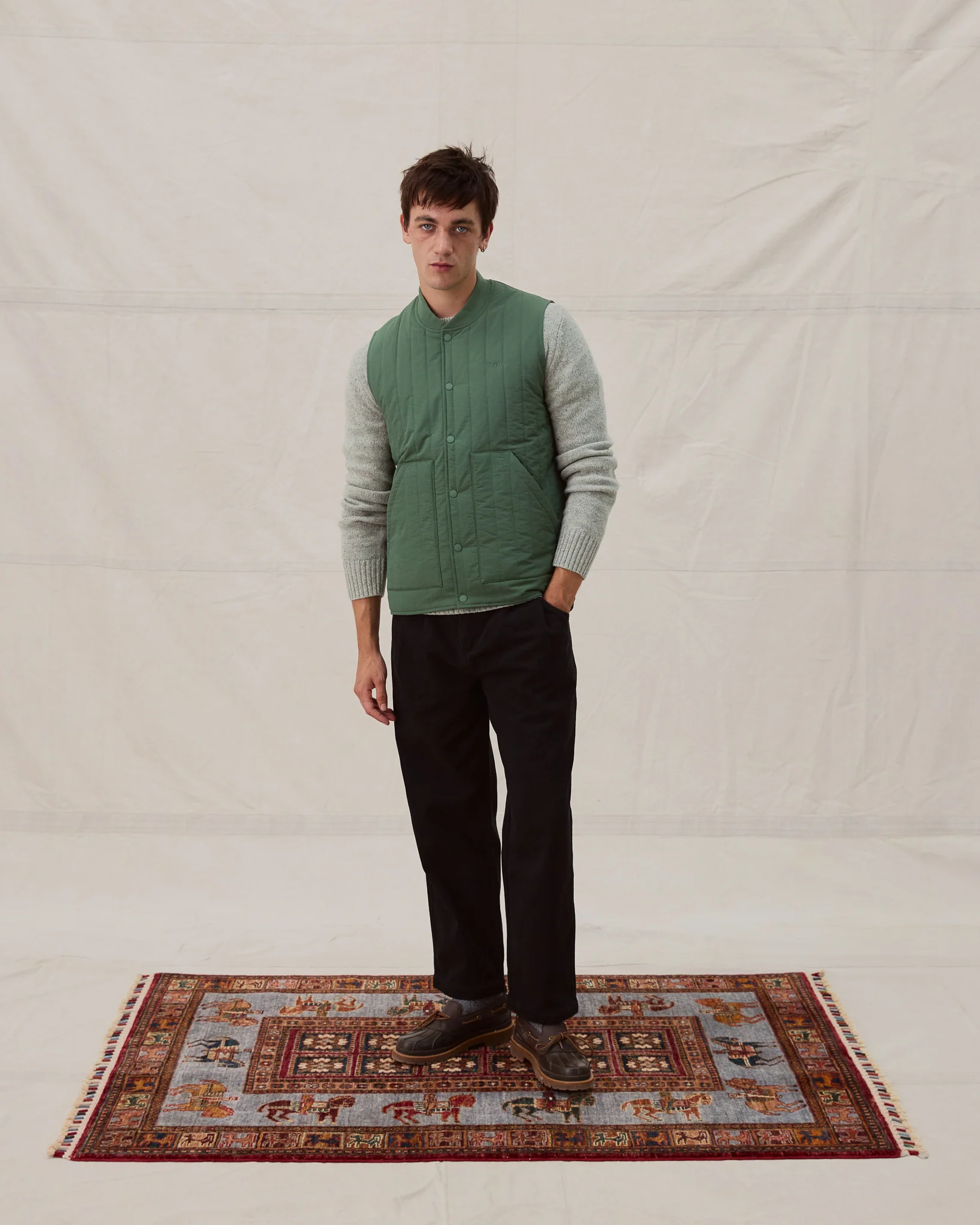 Quilted Gilet - Green - Image 4